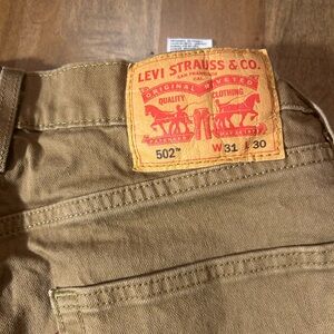 Levi’s 502 Khaki Jeans Men’s 31x30 Tan Tapered Leg Casual Cotton Denim